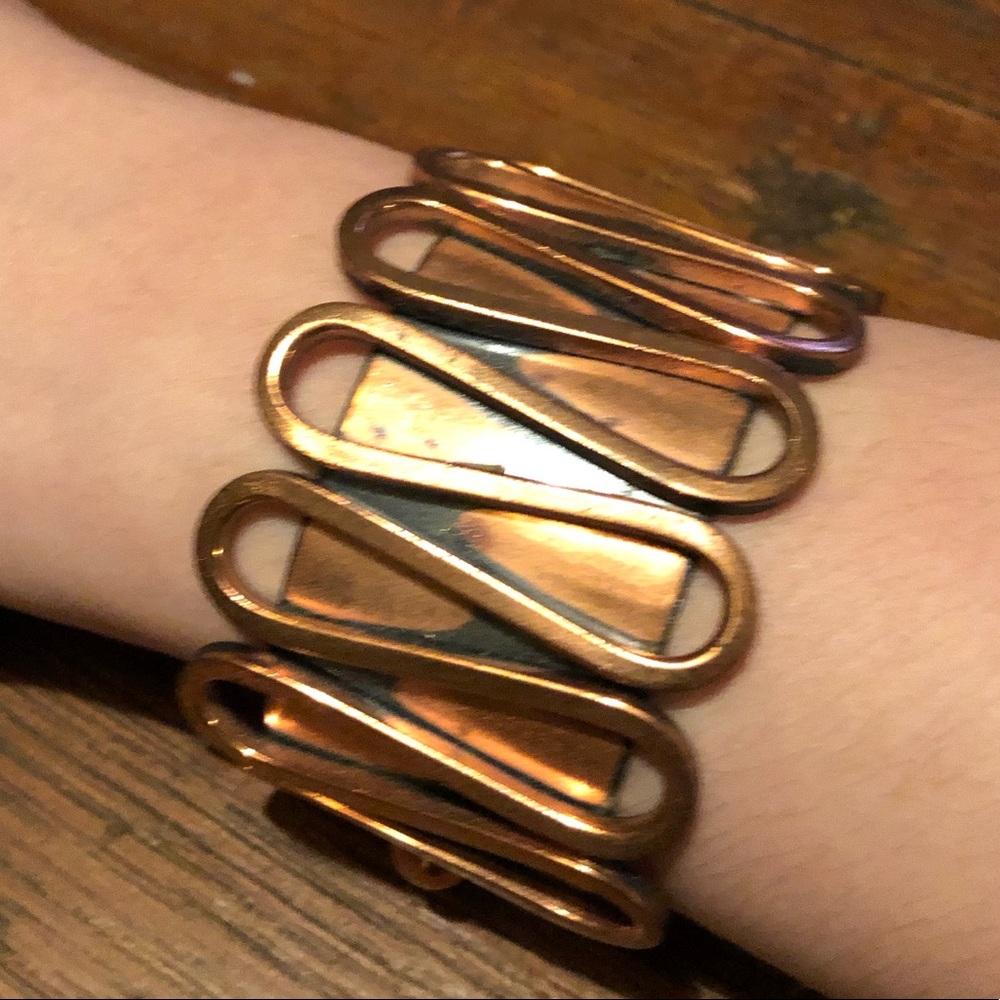 Vintage solid Copper cuff with earrings